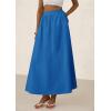 imagePRETTYGARDEN Womens Maxi Skirts 2025 Summer Trendy Ruffle High Waisted Casual Long Flowy Skirt with PocketsBlue