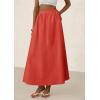 imagePRETTYGARDEN Womens Maxi Skirts 2025 Summer Trendy Ruffle High Waisted Casual Long Flowy Skirt with PocketsBrick Red