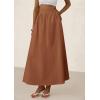 imagePRETTYGARDEN Womens Maxi Skirts 2025 Summer Trendy Ruffle High Waisted Casual Long Flowy Skirt with PocketsBrown