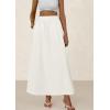imagePRETTYGARDEN Womens Maxi Skirts 2025 Summer Trendy Ruffle High Waisted Casual Long Flowy Skirt with PocketsWhite