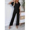 imagePRETTYGARDEN Womens One Piece Jumpsuits Dressy Casual Summer Short Sleeve Wrap V Neck Belted Wide Leg Pants RomperBlack