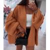 imagePRETTYGARDEN Womens Oversized Cardigan Sweaters 2025 Fall Long Lantern Sleeve Knit Open Front Lightweight SweaterBrick Red