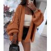 imagePRETTYGARDEN Womens Oversized Cardigan Sweaters 2025 Fall Long Lantern Sleeve Knit Open Front Lightweight SweaterBrick Red