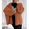 imagePRETTYGARDEN Womens Oversized Cardigan Sweaters 2025 Fall Long Lantern Sleeve Knit Open Front Lightweight SweaterBrick Red