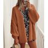 imagePRETTYGARDEN Womens Oversized Cardigan Sweaters 2025 Fall Long Lantern Sleeve Knit Open Front Lightweight SweaterBrick Red