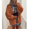 imagePRETTYGARDEN Womens Oversized Cardigan Sweaters 2025 Fall Long Lantern Sleeve Knit Open Front Lightweight SweaterBrick Red