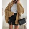 imagePRETTYGARDEN Womens Oversized Cardigan Sweaters 2025 Fall Long Lantern Sleeve Knit Open Front Lightweight SweaterCamel