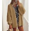 imagePRETTYGARDEN Womens Oversized Cardigan Sweaters 2025 Fall Long Lantern Sleeve Knit Open Front Lightweight SweaterCamel