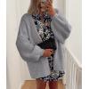 imagePRETTYGARDEN Womens Oversized Cardigan Sweaters 2025 Fall Long Lantern Sleeve Knit Open Front Lightweight SweaterGrey