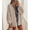imagePRETTYGARDEN Womens Oversized Cardigan Sweaters 2025 Fall Long Lantern Sleeve Knit Open Front Lightweight SweaterGrey Beige