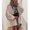 imagePRETTYGARDEN Womens Oversized Cardigan Sweaters 2025 Fall Long Lantern Sleeve Knit Open Front Lightweight SweaterGrey Beige