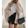 imagePRETTYGARDEN Womens Oversized Cardigan Sweaters 2025 Fall Long Lantern Sleeve Knit Open Front Lightweight SweaterGrey Beige