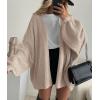 imagePRETTYGARDEN Womens Oversized Cardigan Sweaters 2025 Fall Long Lantern Sleeve Knit Open Front Lightweight SweaterGrey Beige