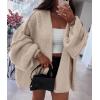 imagePRETTYGARDEN Womens Oversized Cardigan Sweaters 2025 Fall Long Lantern Sleeve Knit Open Front Lightweight SweaterGrey Beige