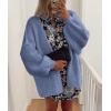 imagePRETTYGARDEN Womens Oversized Cardigan Sweaters 2025 Fall Long Lantern Sleeve Knit Open Front Lightweight SweaterHaze Blue