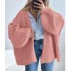 imagePRETTYGARDEN Womens Oversized Cardigan Sweaters 2025 Fall Long Lantern Sleeve Knit Open Front Lightweight SweaterLight Pink