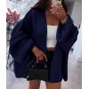 imagePRETTYGARDEN Womens Oversized Cardigan Sweaters 2025 Fall Long Lantern Sleeve Knit Open Front Lightweight SweaterNavy