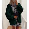imagePRETTYGARDEN Womens Oversized Cardigan Sweaters 2025 Fall Long Lantern Sleeve Knit Open Front Lightweight SweaterSpinach Green