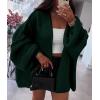 imagePRETTYGARDEN Womens Oversized Cardigan Sweaters 2025 Fall Long Lantern Sleeve Knit Open Front Lightweight SweaterSpinach Green