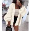 imagePRETTYGARDEN Womens Oversized Cardigan Sweaters 2025 Fall Long Lantern Sleeve Knit Open Front Lightweight SweaterWhite