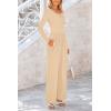 imagePRETTYGARDEN Womens Spring Fall Fashion One Piece Jumpsuits Dressy Casual Long Sleeve Wide Leg Ribbed Knit RompersBeige