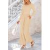 imagePRETTYGARDEN Womens Spring Fall Fashion One Piece Jumpsuits Dressy Casual Long Sleeve Wide Leg Ribbed Knit RompersBeige