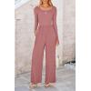 imagePRETTYGARDEN Womens Spring Fall Fashion One Piece Jumpsuits Dressy Casual Long Sleeve Wide Leg Ribbed Knit RompersDusty Pink