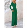 imagePRETTYGARDEN Womens Spring Fall Fashion One Piece Jumpsuits Dressy Casual Long Sleeve Wide Leg Ribbed Knit RompersGreen