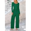 imagePRETTYGARDEN Womens Spring Fall Fashion One Piece Jumpsuits Dressy Casual Long Sleeve Wide Leg Ribbed Knit RompersGreen
