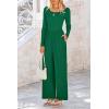 imagePRETTYGARDEN Womens Spring Fall Fashion One Piece Jumpsuits Dressy Casual Long Sleeve Wide Leg Ribbed Knit RompersGreen