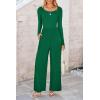 imagePRETTYGARDEN Womens Spring Fall Fashion One Piece Jumpsuits Dressy Casual Long Sleeve Wide Leg Ribbed Knit RompersGreen