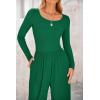 imagePRETTYGARDEN Womens Spring Fall Fashion One Piece Jumpsuits Dressy Casual Long Sleeve Wide Leg Ribbed Knit RompersGreen