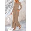 imagePRETTYGARDEN Womens Spring Fall Fashion One Piece Jumpsuits Dressy Casual Long Sleeve Wide Leg Ribbed Knit RompersKhaki