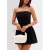 imagePRETTYGARDEN Womens Summer Strapless Mini Party Dress 2025 Casual Tube Top Ruffle A Line Short Patchwork SundressesBlack