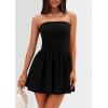 imagePRETTYGARDEN Womens Summer Strapless Mini Party Dress 2025 Casual Tube Top Ruffle A Line Short Patchwork SundressesBlack