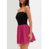 imagePRETTYGARDEN Womens Summer Strapless Mini Party Dress 2025 Casual Tube Top Ruffle A Line Short Patchwork SundressesBlack Rose Red