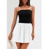 imagePRETTYGARDEN Womens Summer Strapless Mini Party Dress 2025 Casual Tube Top Ruffle A Line Short Patchwork SundressesBlack White