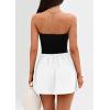 imagePRETTYGARDEN Womens Summer Strapless Mini Party Dress 2025 Casual Tube Top Ruffle A Line Short Patchwork SundressesBlack White