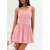 imagePRETTYGARDEN Womens Summer Strapless Mini Party Dress 2025 Casual Tube Top Ruffle A Line Short Patchwork SundressesPink