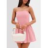 imagePRETTYGARDEN Womens Summer Strapless Mini Party Dress 2025 Casual Tube Top Ruffle A Line Short Patchwork SundressesPink