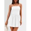 imagePRETTYGARDEN Womens Summer Strapless Mini Party Dress 2025 Casual Tube Top Ruffle A Line Short Patchwork SundressesWhite