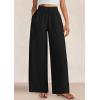 imagePRETTYGARDEN Womens Wide Leg Pants Casual 2025 Elastic Waist Loose Flowy Palazzo Pants Trousers with PocketsBlack