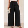imagePRETTYGARDEN Womens Wide Leg Pants Casual 2025 Elastic Waist Loose Flowy Palazzo Pants Trousers with PocketsBlack
