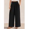 imagePRETTYGARDEN Womens Wide Leg Pants Casual 2025 Elastic Waist Loose Flowy Palazzo Pants Trousers with PocketsBlack