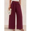 imagePRETTYGARDEN Womens Wide Leg Pants Casual 2025 Elastic Waist Loose Flowy Palazzo Pants Trousers with PocketsDark Wine Red