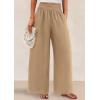 imagePRETTYGARDEN Womens Wide Leg Pants Casual 2025 Elastic Waist Loose Flowy Palazzo Pants Trousers with PocketsKhaki