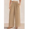 imagePRETTYGARDEN Womens Wide Leg Pants Casual 2025 Elastic Waist Loose Flowy Palazzo Pants Trousers with PocketsKhaki