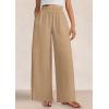 imagePRETTYGARDEN Womens Wide Leg Pants Casual 2025 Elastic Waist Loose Flowy Palazzo Pants Trousers with PocketsKhaki