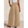 imagePRETTYGARDEN Womens Wide Leg Pants Casual 2025 Elastic Waist Loose Flowy Palazzo Pants Trousers with PocketsKhaki