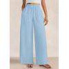 imagePRETTYGARDEN Womens Wide Leg Pants Casual 2025 Elastic Waist Loose Flowy Palazzo Pants Trousers with PocketsLight Blue